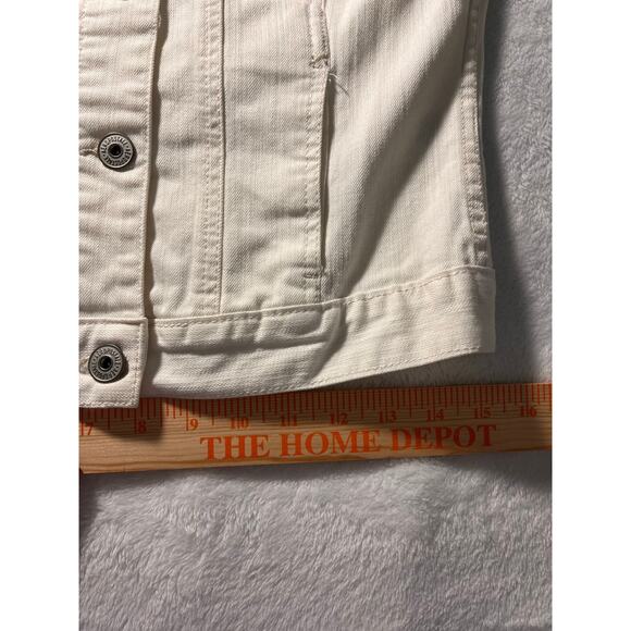 Aeropostale White Denim Jacket Med Rhinestone Strawberry Embellished Y2K Style - Picture 15 of 16